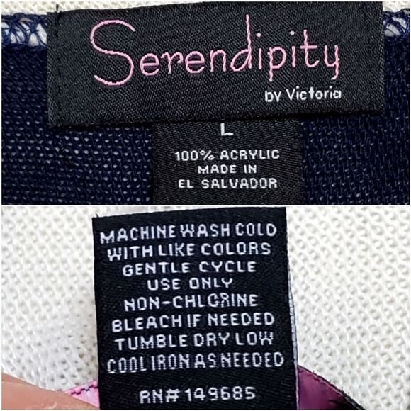 🔹️Serendipity Red, Blue, & White Striped Sleeveless Cardigan Large - Picture 12 of 12